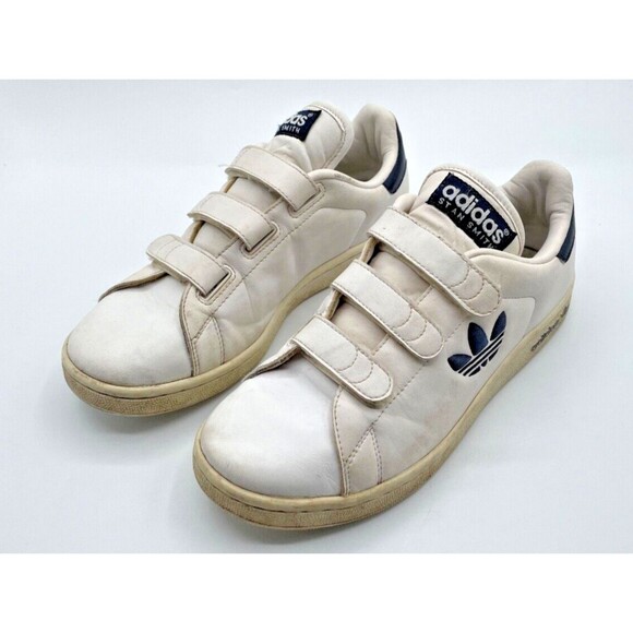 adidas Originals Stan Smith White Navy TREFOIL Sneakers 2008 Women’s Size 7 RARE - Picture 2 of 10